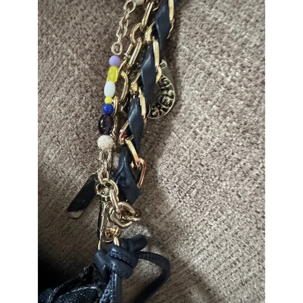 True Religion All Denim Large Hobo Bag Multi chain Strap With Charm NWT